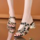 Leichte Damen-Sandaletten mit Strass, Einriemer-Design und Blockabsatz