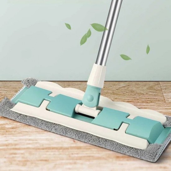 Flachmopp mit Edelstahlgriff, mit wiederverwendbaren, waschbaren Wischtüchern