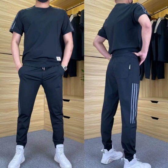 Herren High Stretch Kurzarm-Top & Jogginghose 2er-Set