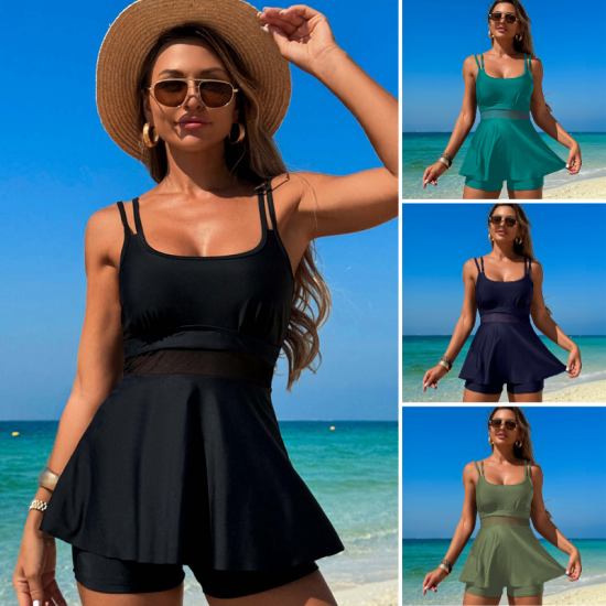 Damen-Tankini-Badeanzug mit hoher Taille, 2-teilig