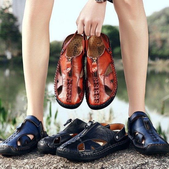 Handgefertigt aus echtem LederLssige Sandalen mit umklappbarem Fersenriemen für Herren