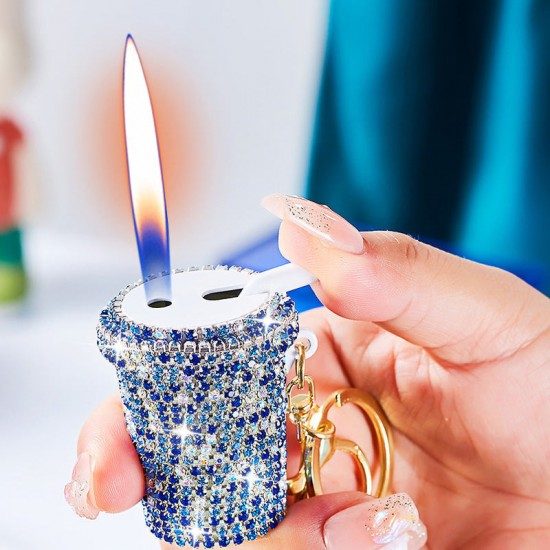 Funkelnder Strass-Milchtee-Feuerzeug-Schlüsselanhnger