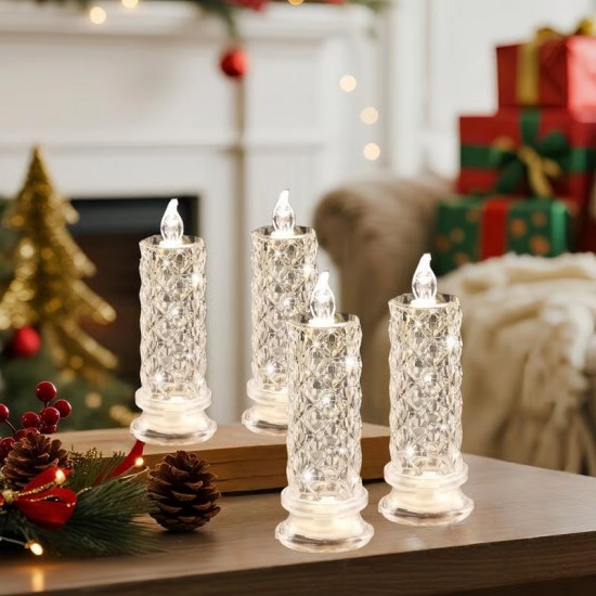 Letzter Tag 49 % RabattSet mit 4 LED-Kristallkerzenleuchtern