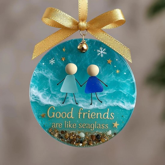Freundschafts-Weihnachtsornament aus SeeglasVon der Natur geformt und von Hand gefertigt