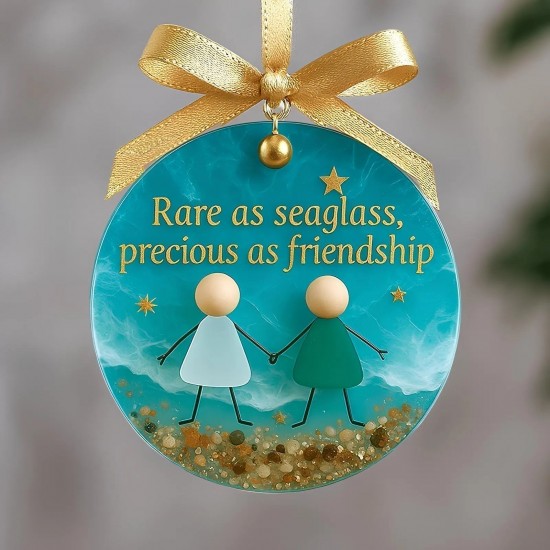 Freundschafts-Weihnachtsornament aus SeeglasVon der Natur geformt und von Hand gefertigt